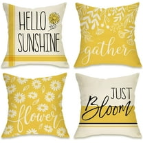 Spring Summer Honey Bee Kind Decorative Throw Pillow Covers 20 x 20 Set of 4, Yellow Bumble Bee Sweet As Can Bee Our Guest Outdoor Pillowcase, Buffalo Plaid Farmhouse Cushion Case Home Decor
