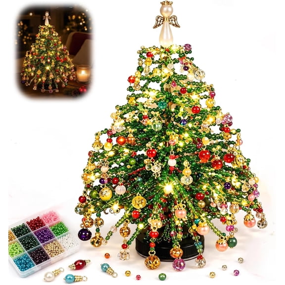 DIY Beaded Christmas Tree Kit, Beaded Christmas Tree Kit with Lights