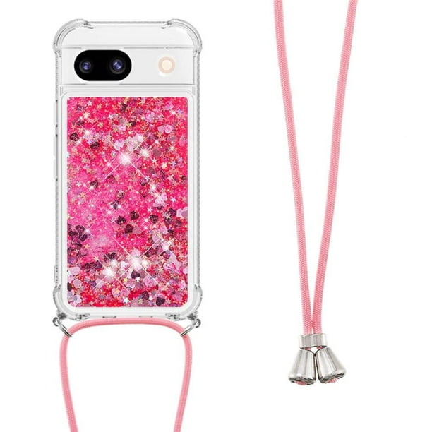 Funda FOXDOCK para Google Pixel 8A con Cuerda Ajustable, Brillo Líquido, Protección Antigolpes y Lente – Ideal para Regalo