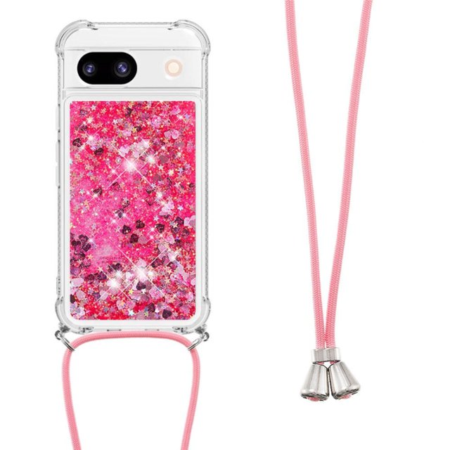 Funda FOXDOCK para Google Pixel 8A con Cuerda Ajustable, Brillo Líquido, Protección Antigolpes y Lente – Ideal para Regalo