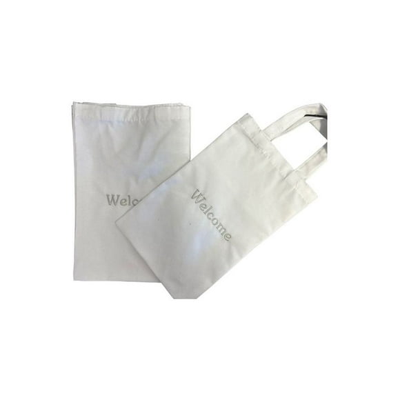 NewsPaper Bags with Embroidery WELCOME size 35x25cm Cotton-Poly fabric White Packing 12's / Box