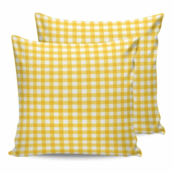 Pillow Covers 20x20 Set of 2, Yellow Throw Pillow Covers Decorative Couch Cushion Cover, Country French Rustic Buffalo Plaid Modern Art Microfiber Soft Square Pillowcases for Bedroom Living Room Sofa