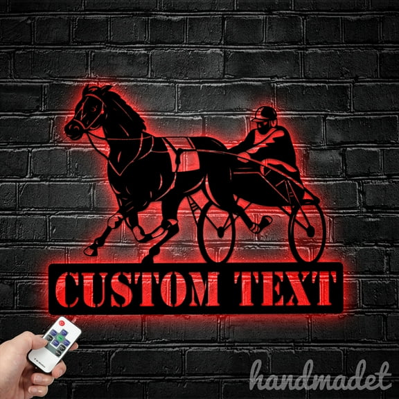 Handmadetneonsign Harness Racing Metal Wall Art Light, Horse Metal Sign Wall Decor, House Metal Decor 62000