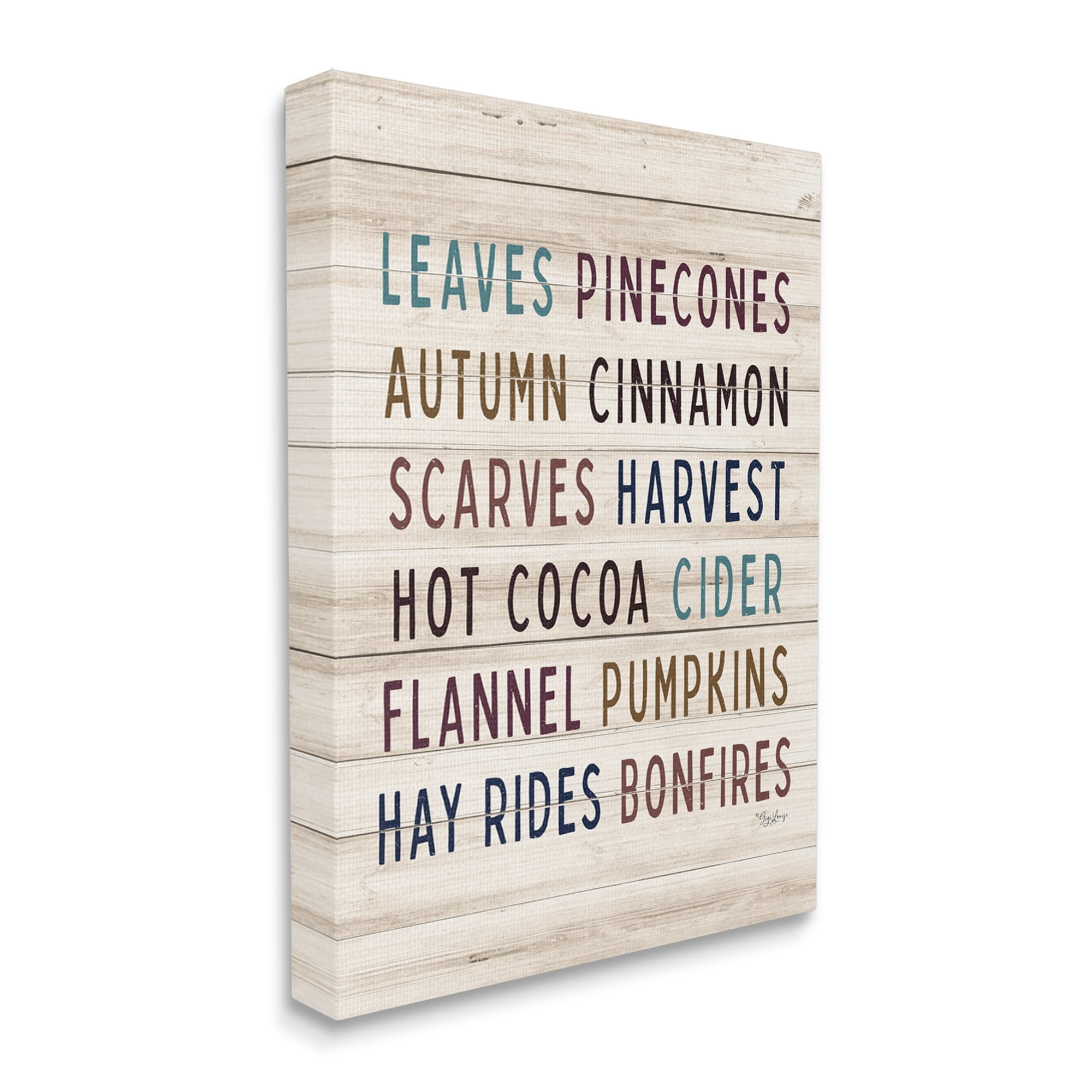 Rustic Autumn Activity List Grainy Pattern Seasonal Sign Holiday Graphic Art Gallery-Wrapped Canvas Print Wall Art
