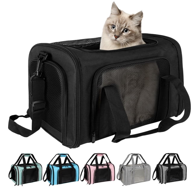 Top Tasta Transportín para perros y gatos, transportador para mascotas para gatos pequeños, medianos y grandes, transportador para perros con lados suaves, transportador para perros pequeños, portátil
