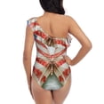 thumbnail image 5 of Gukieu Patriotic Butterfly Floral Print One-shoulder Ruffled One-piece Swimsuit with Removable Chest Pads and Tummy-control Swimsuit for Women-X-Large, 5 of 6