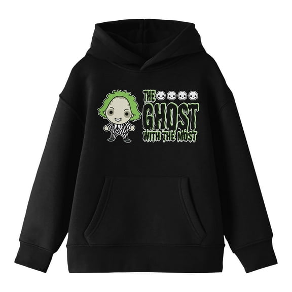 Beetlejuice Chibi Ghost Youth Boys Black Hoodie-XL