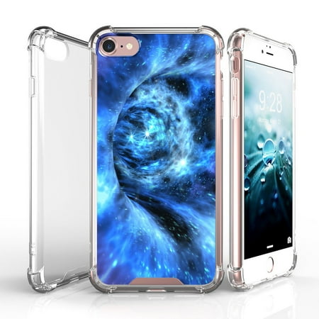 [Case for Apple iPhone 7 PLUS(+)] + Tempered Glass Screen Protetor  [CLEAR HARD TPU PROTECTIVE BUMPER] Case Galaxy Collection