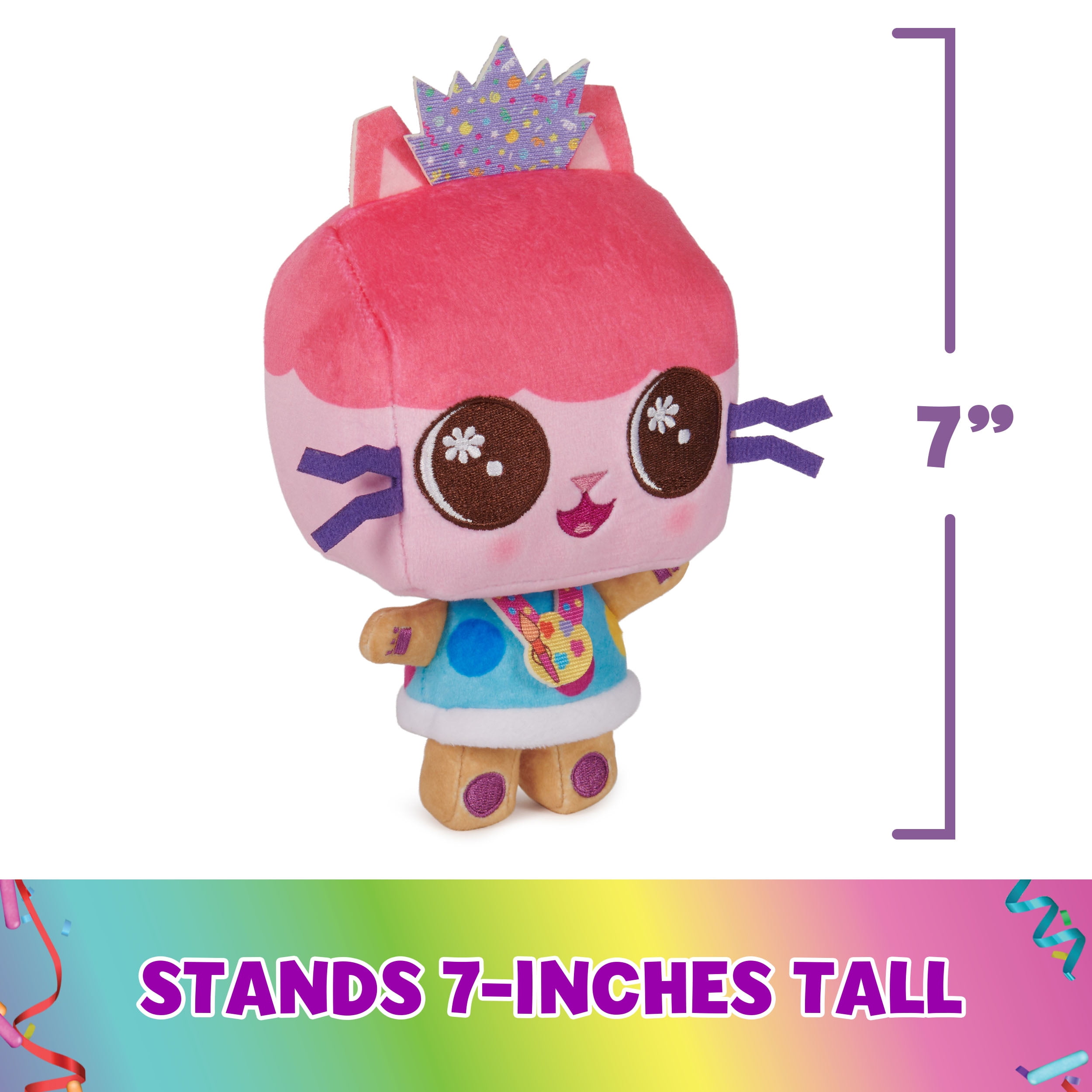 Gabby’s Dollhouse, Celebration Series 7-Inch Tall Baby Box Cat Plushies, Stuffed Animal Kids Toys for Girls & Boys Ages 3 and Up