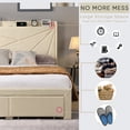 thumbnail image 5 of CASEMIOL Queen Bed Frame with Headboard, Platform Bed Frame with Storage and Charging Station, Noise-Free, No Box Spring Needed, 62.2"W Bedroom Modern Bed Frame Holds 1000 Pounds- Beige, 5 of 9