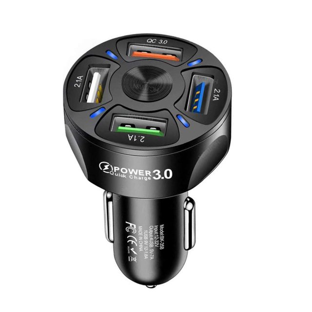 Cargador De Coche Con 4 Puertos Usb Cargador De Coche Qc 3 De Carga Rápida Adaptador De Carga Usb Eigraketly VI011992-02