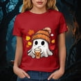 thumbnail image 4 of TOWED22 Women Cute Bow Ghost Halloween Shirt Funny Halloween Costume Tshirts Short Sleeve Spooky Graphic Tee Tops(Red,L), 4 of 8