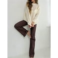 thumbnail image 2 of Womens Coffee Brown High Waist Straight Leg Jeans Button Casual Denim Pants, 2 of 7