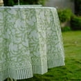 thumbnail image 5 of Light Steel Blue 100% Cotton Spring Summer Round Tablecloth, Block Print Table Cloth for Dining, Weddings, Outdoors, Parties, Grand Millenial Home 60" Inches Round, 5 of 5