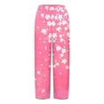 thumbnail image 4 of Women's Casual Pants Striped Linen Pants For Women Summer Casual Wide Leg Pants With Pockets Comfy Cropped Palazzo Pants,Pink Women's Casual Pants XXL, 4 of 5