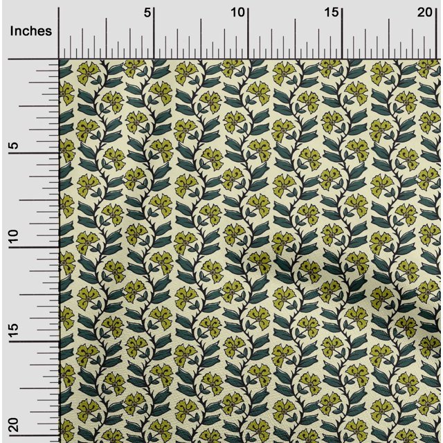 oneOone Polyester Lycra Fabric Leaves & Floral Block Decor Fabric Printed BTY 56 Inch Wide