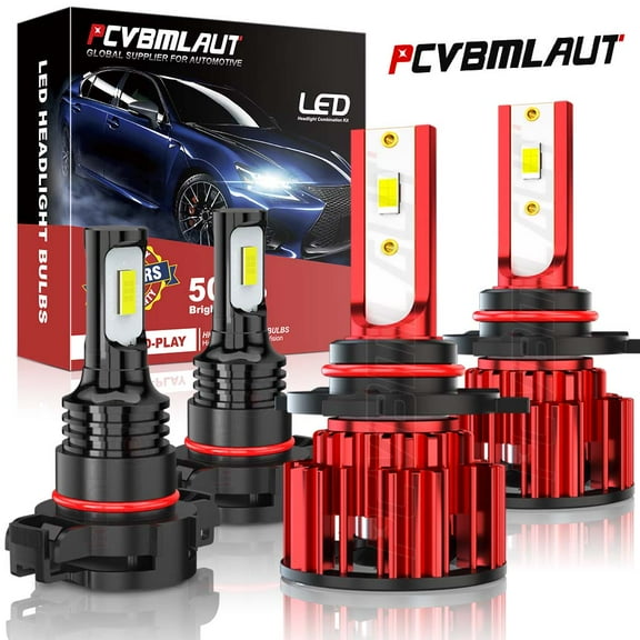 2 Pair 6000K White 9012 LED Headlights   5202 Fog Light Bulbs for GMC Sierra 1500 2014 2015