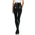 thumbnail image 2 of Sakkas Shiny Liquid Metallic High Waist Stretch Leggings - Made in USA - Turquoise - 2X, 2 of 11