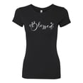 thumbnail image 2 of Wild Bobby, Blessed Inspirational Quote Heart Love, Inspirational/Christian, Women Slim Fit Junior Tee, Black, Small, 2 of 3