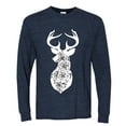 thumbnail image 2 of Deer Rose Animal Lover Mens Long Sleeve Shirt, Vintage Heather Navy, Small, 2 of 3