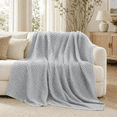 thumbnail image 7 of Unikome Knit Throw Blanket 50" x 60", Soft Lightweight Blanket for Couch, Sofa and Bed, Breathable All Season Decorative Throw, Light Gray, 7 of 7