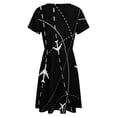 thumbnail image 5 of Airplanes Background with Trajectory Dress Fashion Beach Short Sleeve Dresses Female Party Printed Sundress, 5 of 7