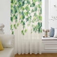 thumbnail image 5 of Country Leaves Sheer Curtains 54 Inches Long, Spring Green Leaf Branches Vine Botanical Light Filering Curtains, Breathable Simi Curtain Privacy Drapes for Kitchen Bathroom Small Window Treatment, 5 of 9