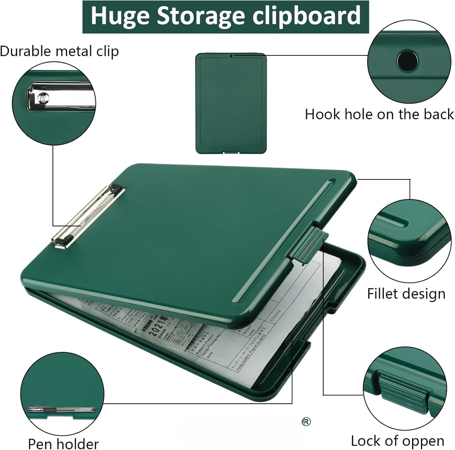 Clipboard with Storage,Storage Clipboard with Clip,Clipboards Foldable for Nurse,for 8.5x11 Paper Clip Boards,A4 Clipboards Case with Smooth Writing for Office Supplies Clip Board Case-