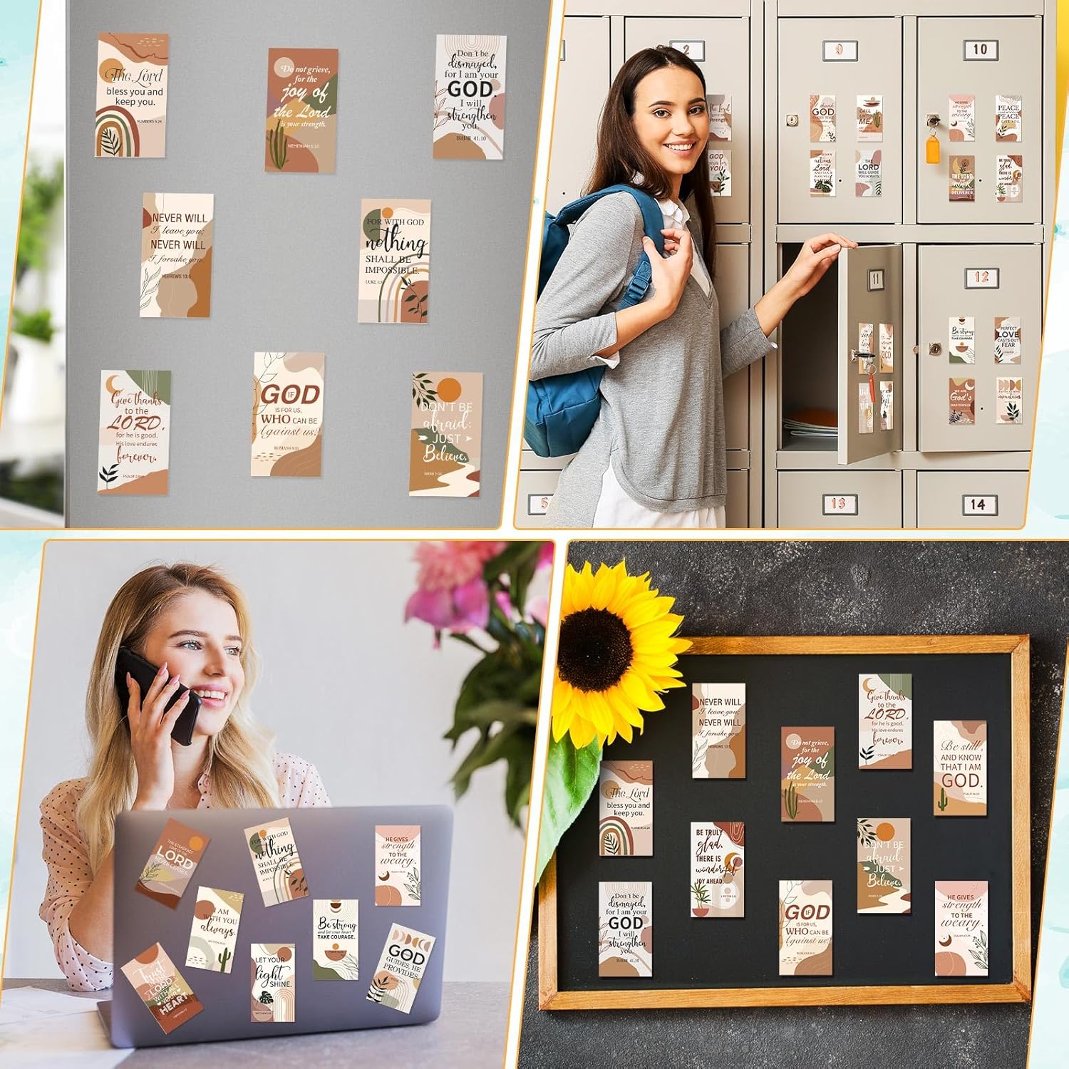 60 Pcs Inspirational Christian Magnets Bulk with Bible Verses Religious Refrigerator Magnet Motivational Quotes Fridge Scripture VBS Gifts for Back to School Locker Decor (Boho Style)