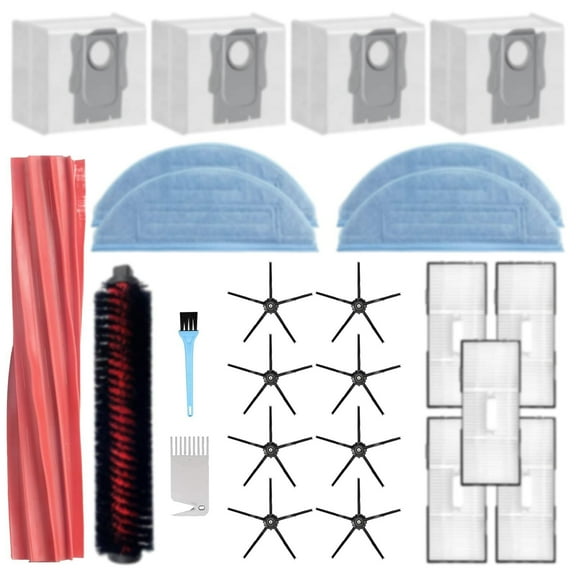 Accessories Kit for Roborock S7 MaxV Ultra / S7 Pro Ultra Vacuum Cleaner,Replacement Parts inclue 1 Roller Brush,1 Self-Cleaning Brush,4 Filter,8 Side Brush,4 Mopping Cloth,4 dust Bags