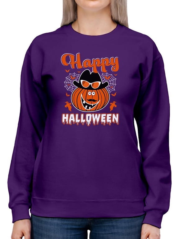 Happy Halloween Fun Pumpkin Sweatshirt Women -Image by Shutterstock, Female Large