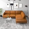 thumbnail image 3 of Aplee Modern Living Room Genuine Leather Corner Sectional Couch in Cognac Tan, 3 of 6