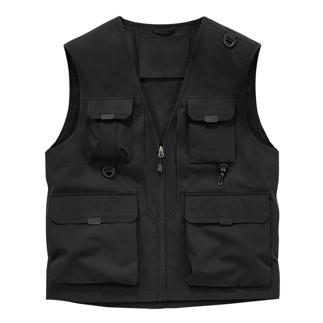 Men's Work Vest for Men Solid Multi Pocket V Neck Sleeveless Fleecing Outdoor Vest