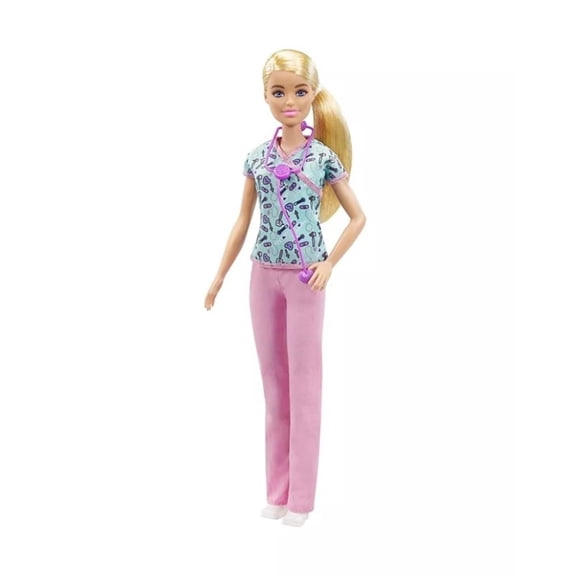 Muñeca de moda Barbie maquilladora con accesorios (enfermera rubia)