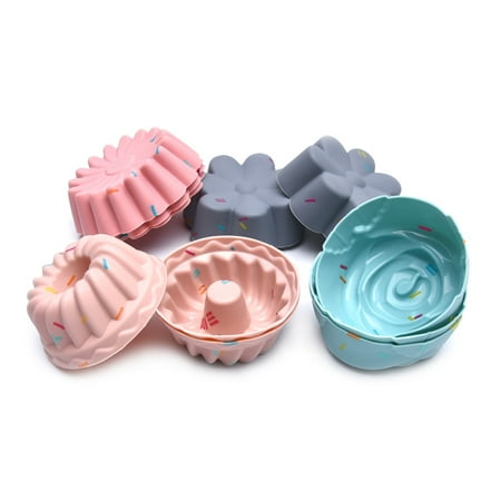 

12 PCS Silicone Baking Mold Reusable Muffin Cake Casting Die Easy to Release Candy Molds for Baking