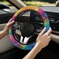 thumbnail image 3 of Uorisanigo Tie Dye Car Steering Wheel Protector for Women Fashion Steering Wheel Cover with Elastic Edge Breathable Car Steering Wheel Cover for Most Vehicle Soft Car Accessories Gift for Holiday, 3 of 8