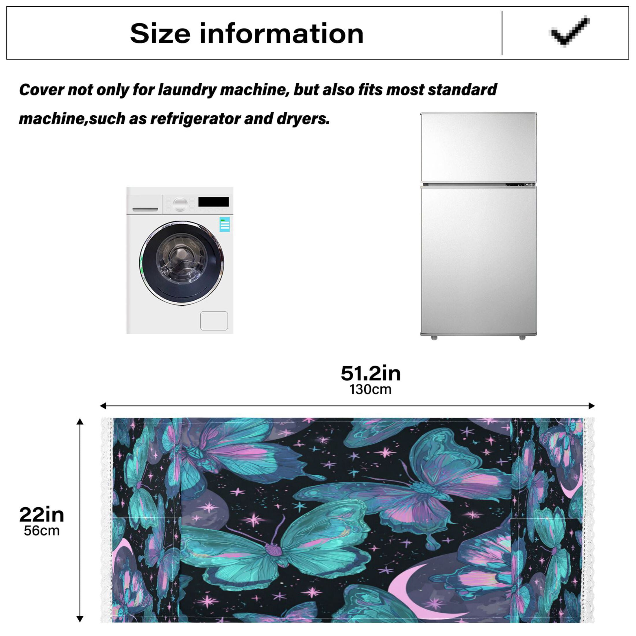 Wobogo Blue Green Butterfly Washing Machine Cover Dustproof Washer Dryer Cover Waterproof Laundry Room Decorative Protector