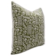 thumbnail image 2 of Fabdivine Block Print Throw Pillow Cover, 24x24 Inch Pure Linen Decorative Cushion Cover, Floral Print Boho Design Green Pillow Cover for Sofa and Couch, 2 of 5