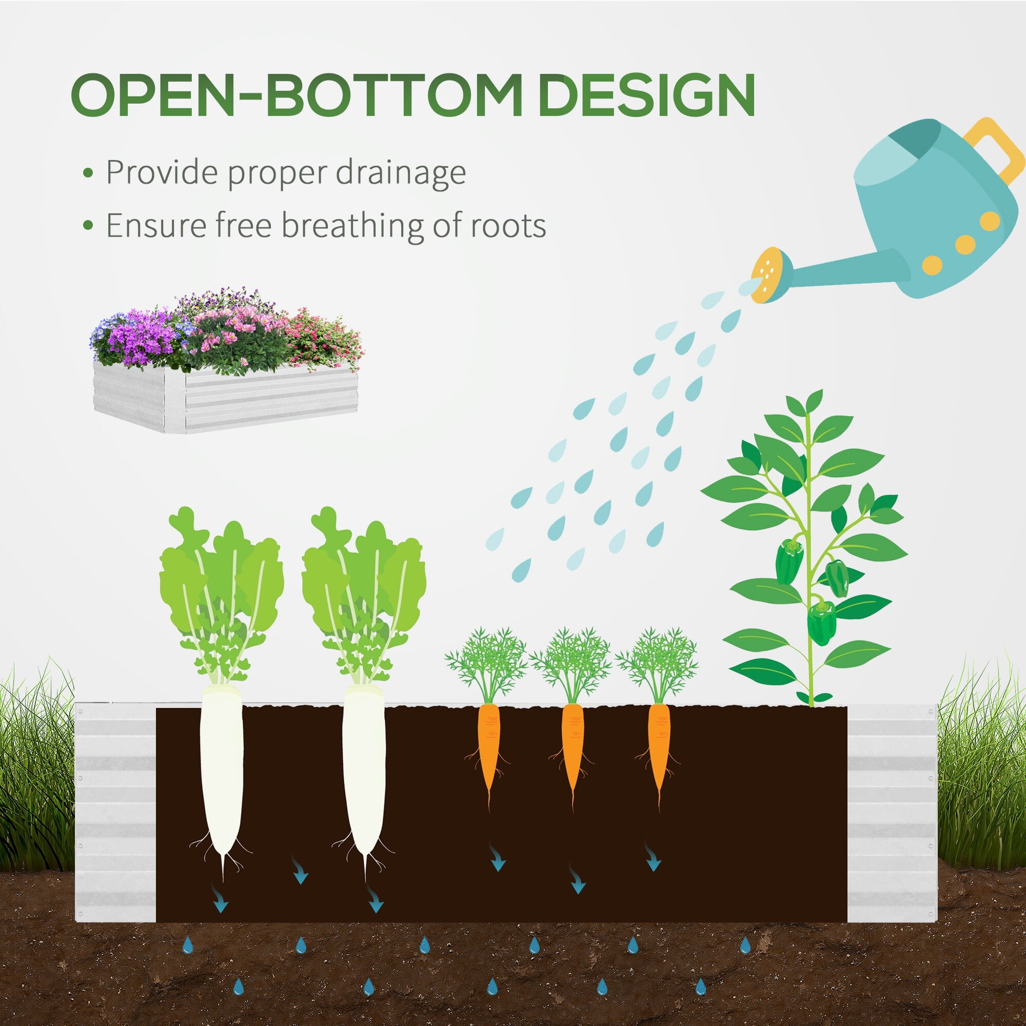 4' x 3' Galvanized Raised Garden Bed with PVC Greenhouse Cover, Outdoor Planter Box for Vegetables
