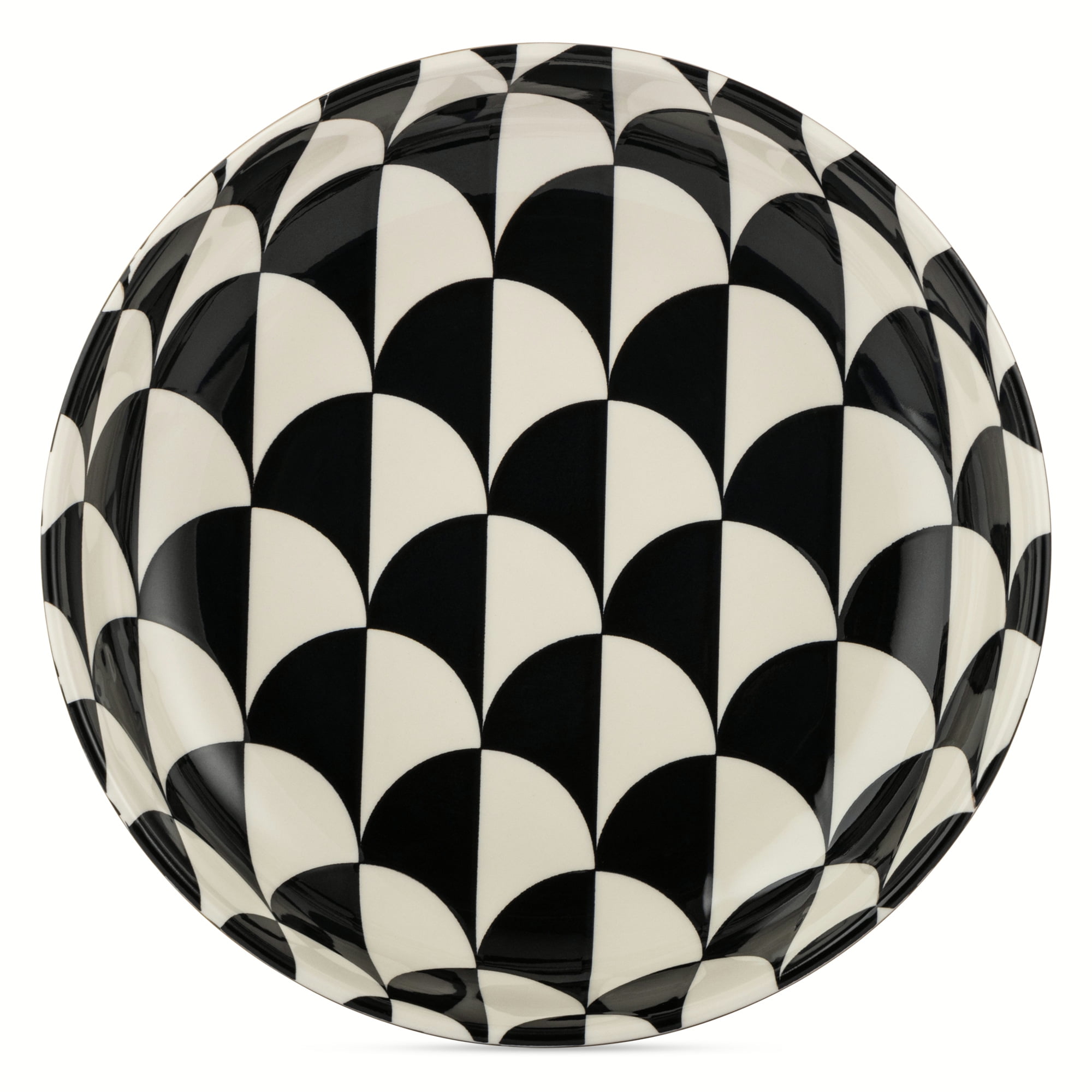 Thyme & Table Emmett 3-Piece Ceramic Nesting Low Bowl Set, Black and White