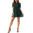 thumbnail image 2 of Vestido A-Line con Cuello Peter Pan y Puños con Volantes para Mujeres INSPIRE CHIC XS Verde Oscuro, 2 of 6