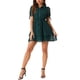 thumbnail image 2 of Vestido A-Line con Cuello Peter Pan y Puños con Volantes para Mujeres INSPIRE CHIC XS Verde Oscuro, 2 of 6