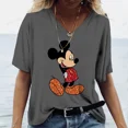 thumbnail image 2 of Camiseta divertida con estampado 3D de Mickey Mouse de Disney para mujer, camiseta sexy de manga corta con cuello en V y dibujos animados, camiseta holgada para mujer, 2 of 5