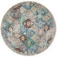 thumbnail image 3 of SAFAVIEH Luxor Harry Abstract Floral Area Rug, Ivory/Turquoise, 6'7" x 6'7" Round, 3 of 5