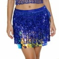 thumbnail image 2 of DHFJKG Skirts For Women Belly Dance Glitter Sequins Tassels Mini Skirt With Elastic Waistband Party Nightclub Wear Versatile Skirt, 2 of 4