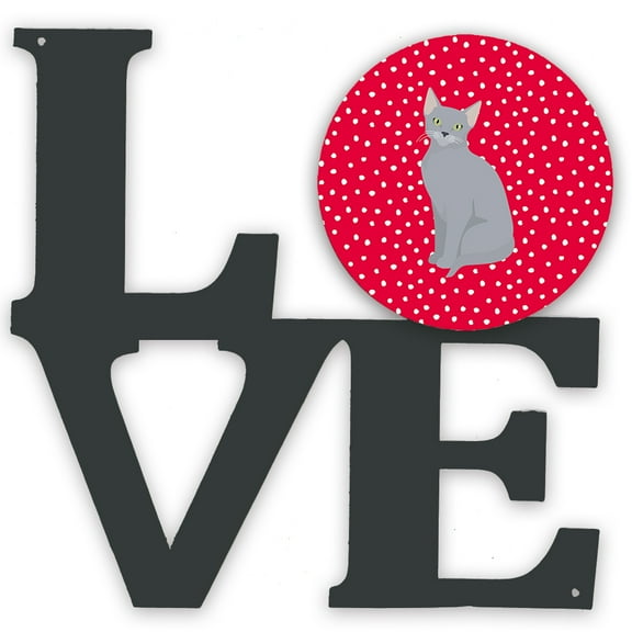 Russian Blue Cat Love Metal Wall Artwork LOVE