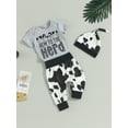 thumbnail image 3 of ZAXARRA Baby 3Pcs Summer Outfits, Short Sleeve Romper + Cow Print Pants + Knot Hat Set Newborn Clothes, 3 of 9
