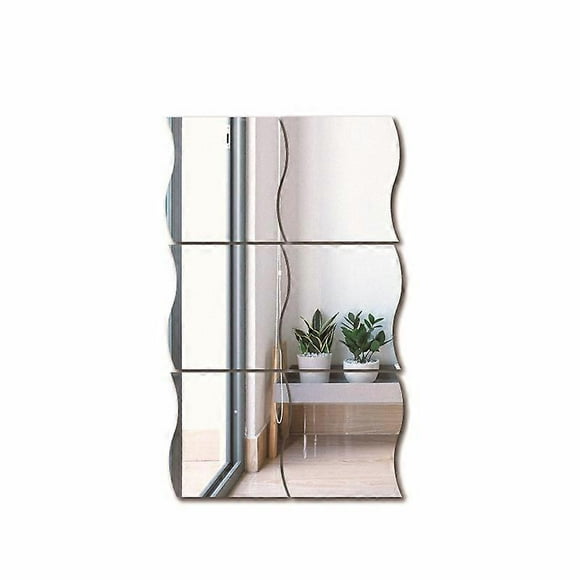6 Pack 3D Wavy Wall Mirrors, Acrylic Wall Decor, Home Living Room Bedroom Sofa TV Mirrors