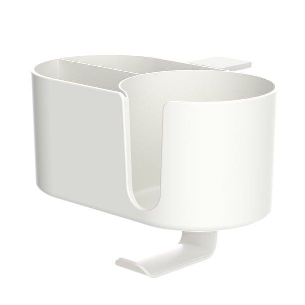 Injueey Portavasos de escritorio práctico de Metal, con soporte para auriculares, colgador de auriculares, portavasos de escritorio Almacenamiento y organización del hogar blanco