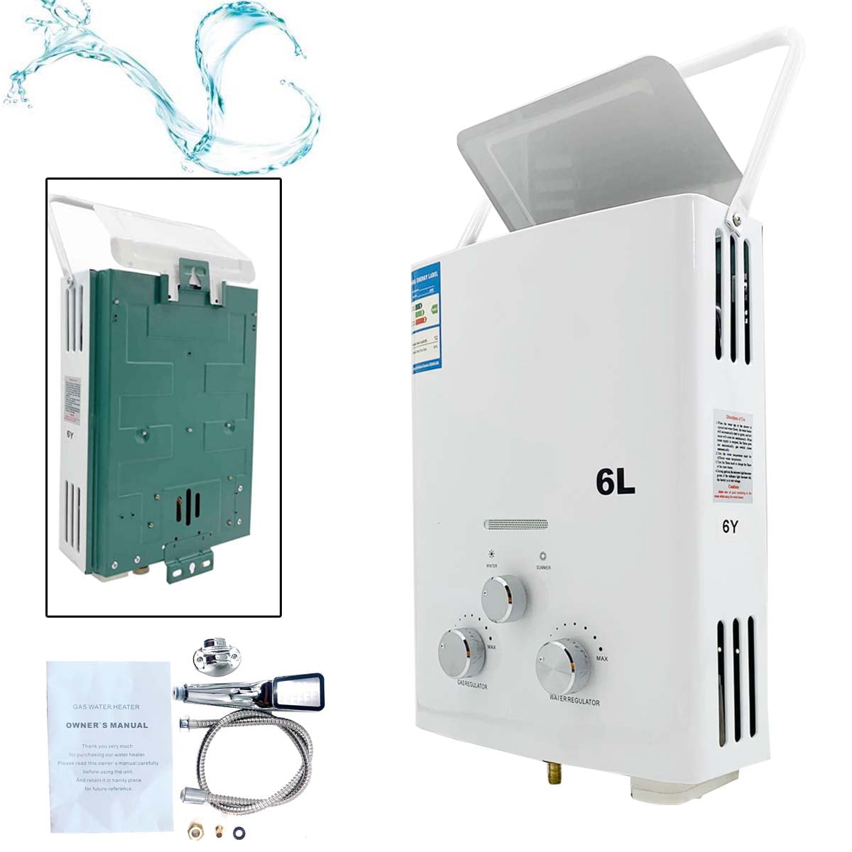 NICCOO 6L Tankless Propane Gas Water Heater LPG Instant Boiler Outdoor